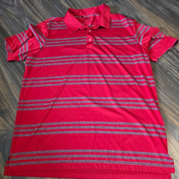 adidas Other - Adidas‎ Men's Red Grey Striped Golf Polo Shirt Size XL Performance